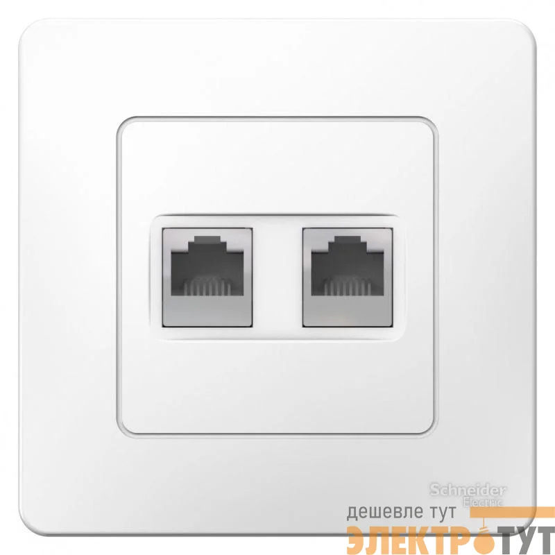 Розетка компьютерная + телеф. 2-м СП BLANCA RJ45 кат.5e + RJ11 бел. SchE BLNIS045111