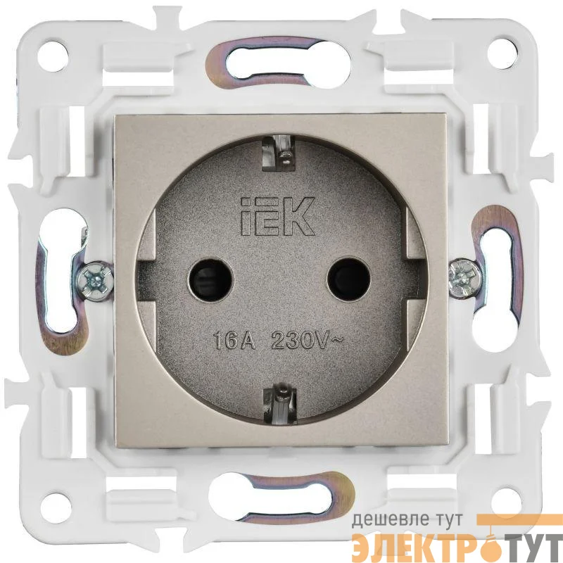 Розетка SKANDY 16А с заземл. защ. шторки безвинт. крепл. SK-R06Sh шампань IEK SK-R14-16-1-K37