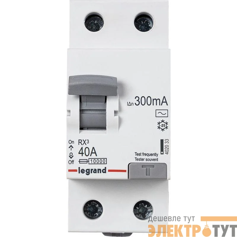 Выключатель дифференциального тока (УЗО) 2п 40А 300мА тип AC RX3 Leg 402033