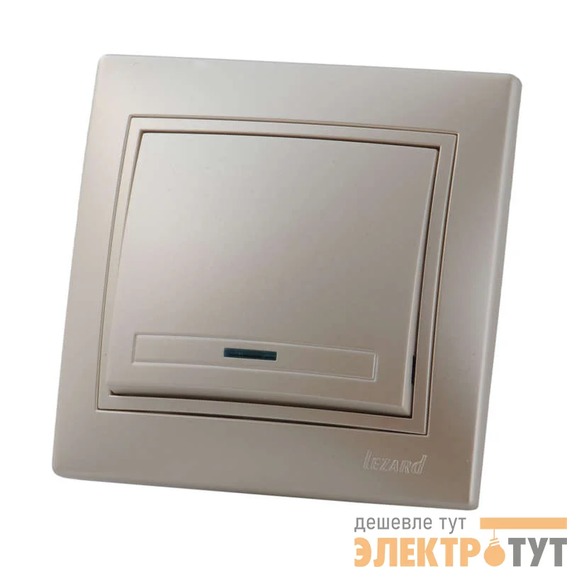 Выключатель 1-кл. СП Мира 10А IP20 с подсветкой жемчуж. бел. перламутр LEZARD 701-3030-111
