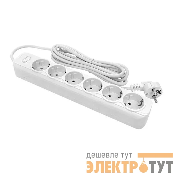 Удлинитель с сетевым фильтром 6х3м с заземл. 10А IP20 Блокбастер 2.2кВт ПВС 3х0.75 с выкл. PROxima EKF UFP10-375-6-03