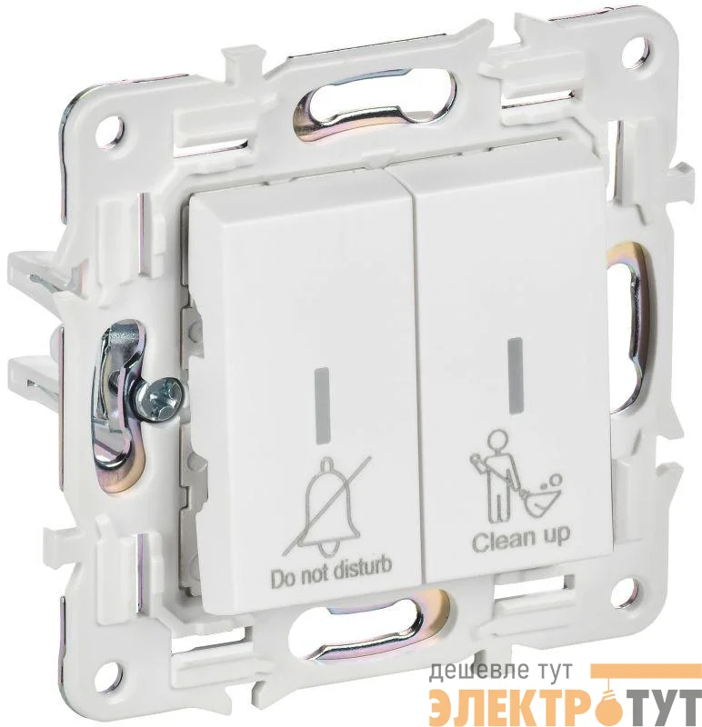 Выключатель 2-кл. SKANDY 10А SK-V16W для отелей с индикацией арктич. бел. IEK SK-V20-2-10-K01