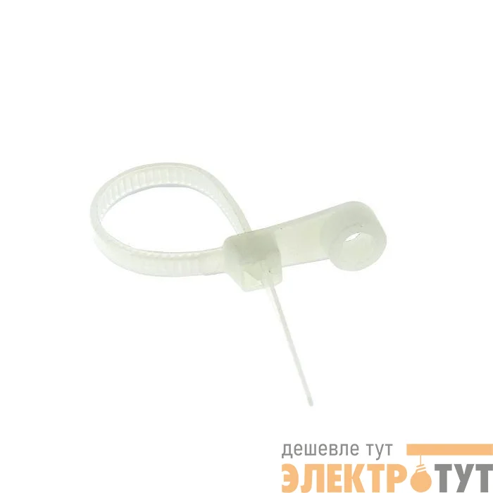 Хомут кабельный 3.6х200 нейл. бел. с отверстием для крепления (уп.100шт) EKF plc-c-o-3.6x200