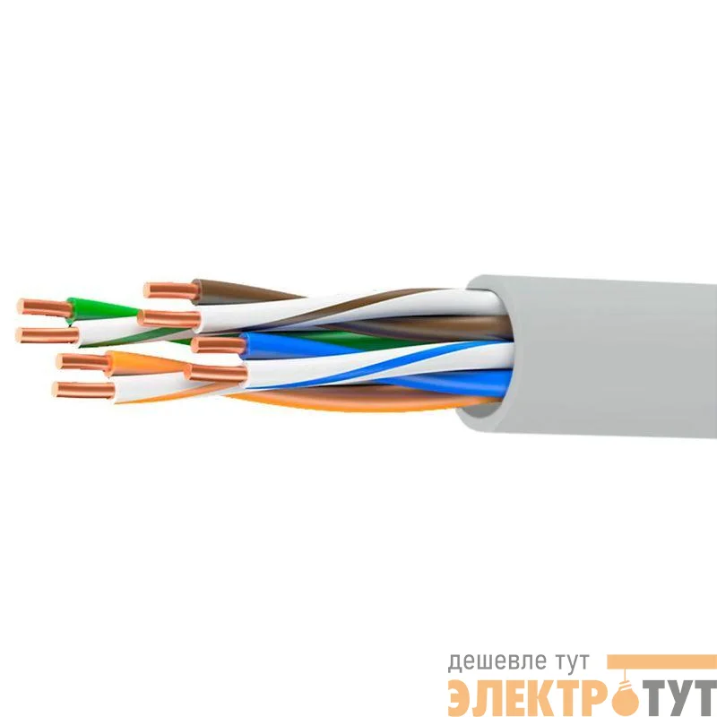 Кабель витая пара кат. 5E неэкранированный U/UTP 4 пары нг(А)-HF для внеш./внутр. прокладки коробка 305м сер. DKC RN5EUUK01UGY