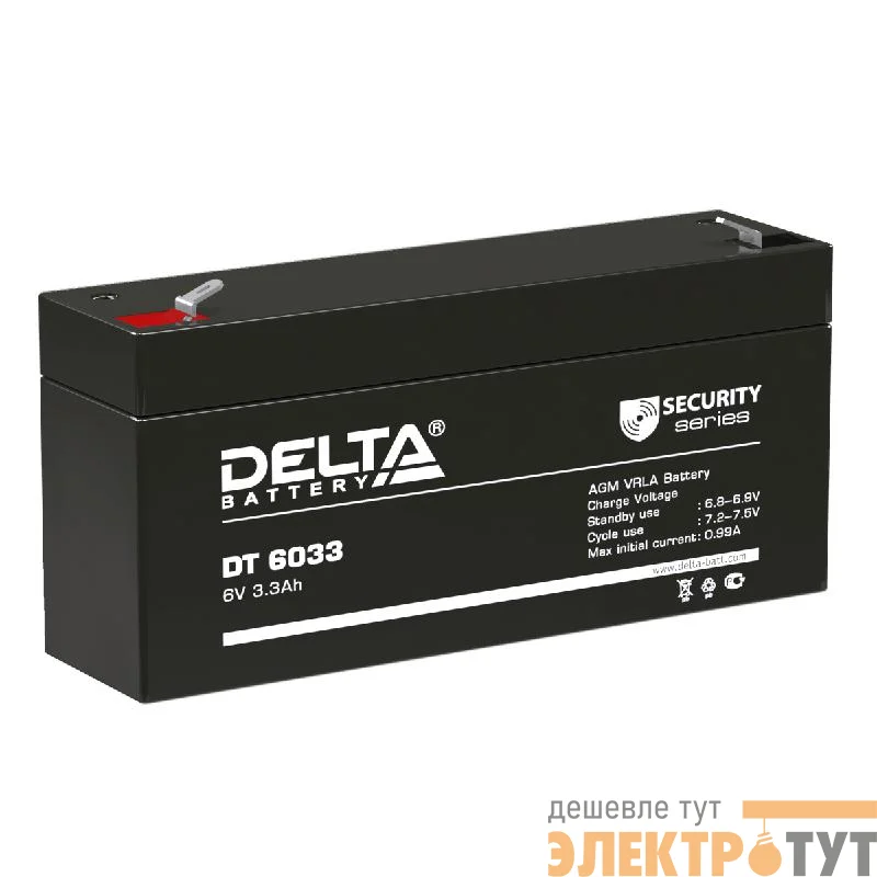 Аккумулятор ОПС 6В 3.3А.ч Delta DT 6033 (125мм)