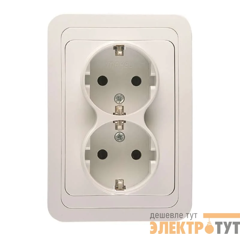 Розетка 2-м СП Mimoza 16А IP20 с заземл. бел./бел. Makel 12082