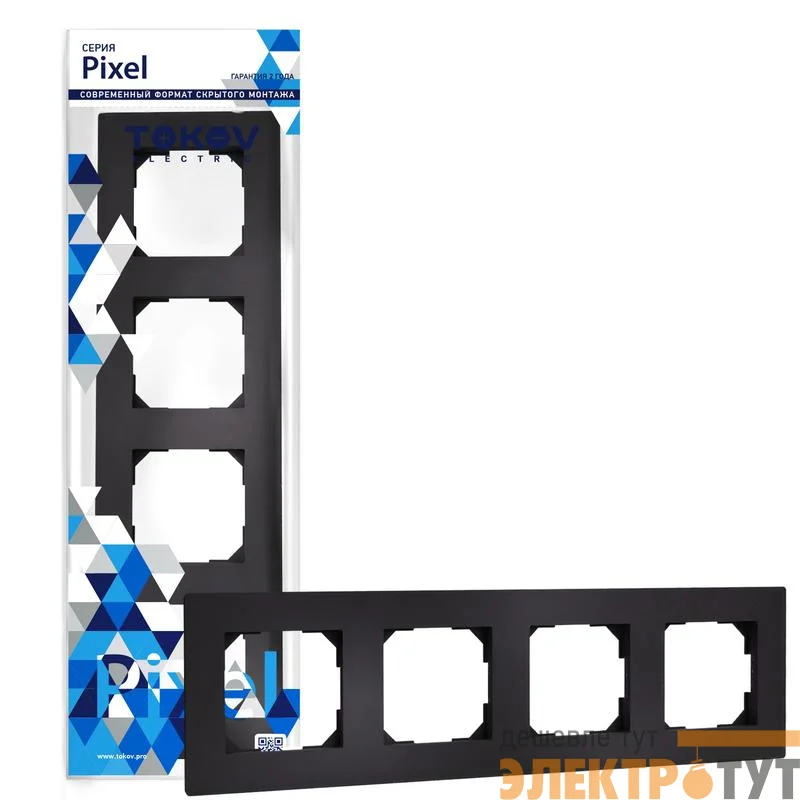 Рамка 4-м Pixel универс. карбон TOKOV ELECTRIC TKE-PX-RM4-C14