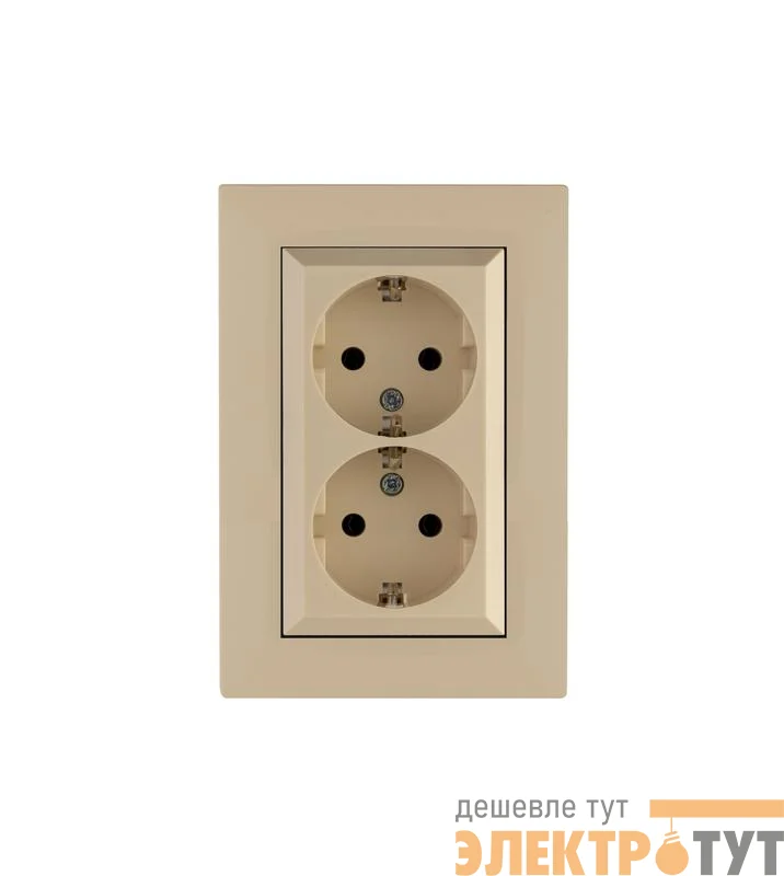 Розетка 2-я Karea RIZZ с заземл. крем Makel 88010082
