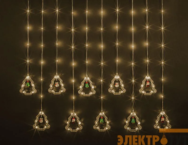Гирлянда светодиодная "Бахрома" "Елки и фигурки" 95 007 NGF-D034-01 3х0.6м WW IP20 Navigator 95007