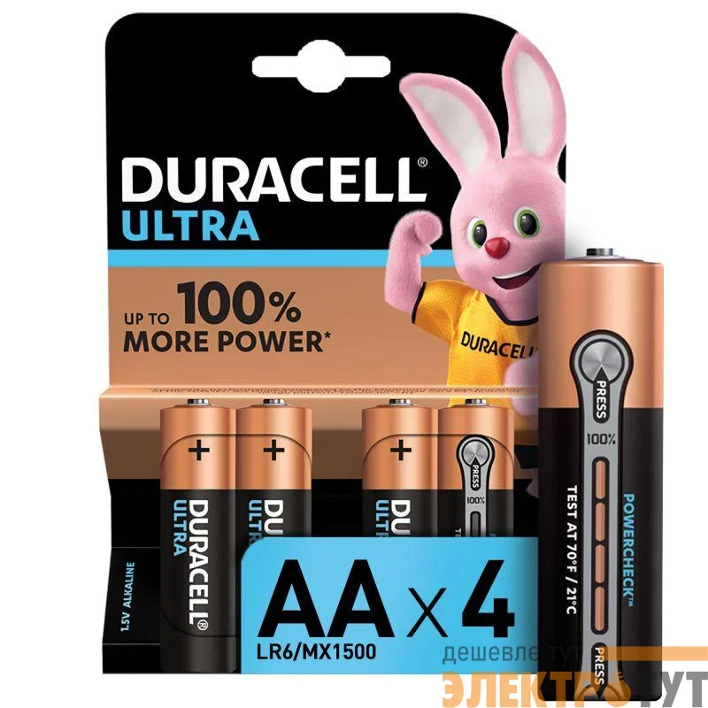Элемент питания алкалиновый LR6-4BL Ultra (блист.4шт) Duracell Б0038761
