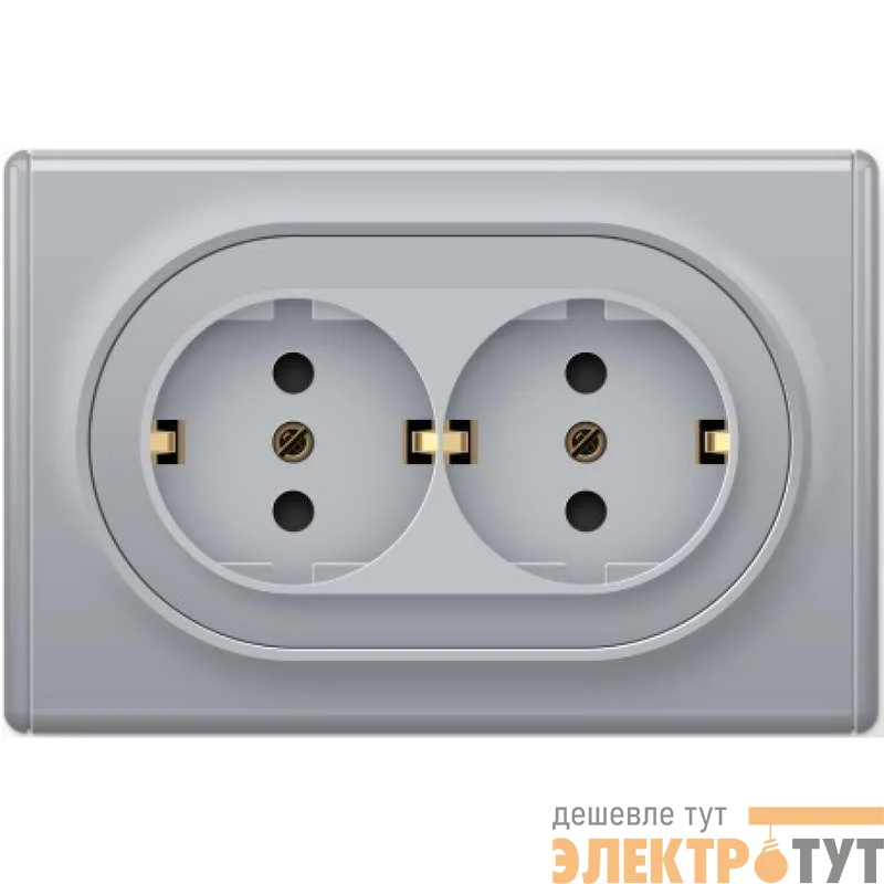 Розетка 2-м СП Florence с заземл. сер. 1E10401302 OneKeyElectro 2172836