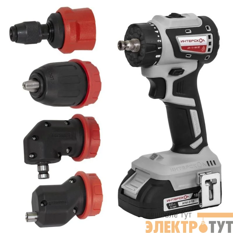 Дрель-шуруповерт аккумуляторная бесщеточн. ДА-13/18В 50 комби АПИ (Li-ion кейс 2 аккум. 2А.ч 4 насадки) ИНТЕРСКОЛ 776.2.2.79