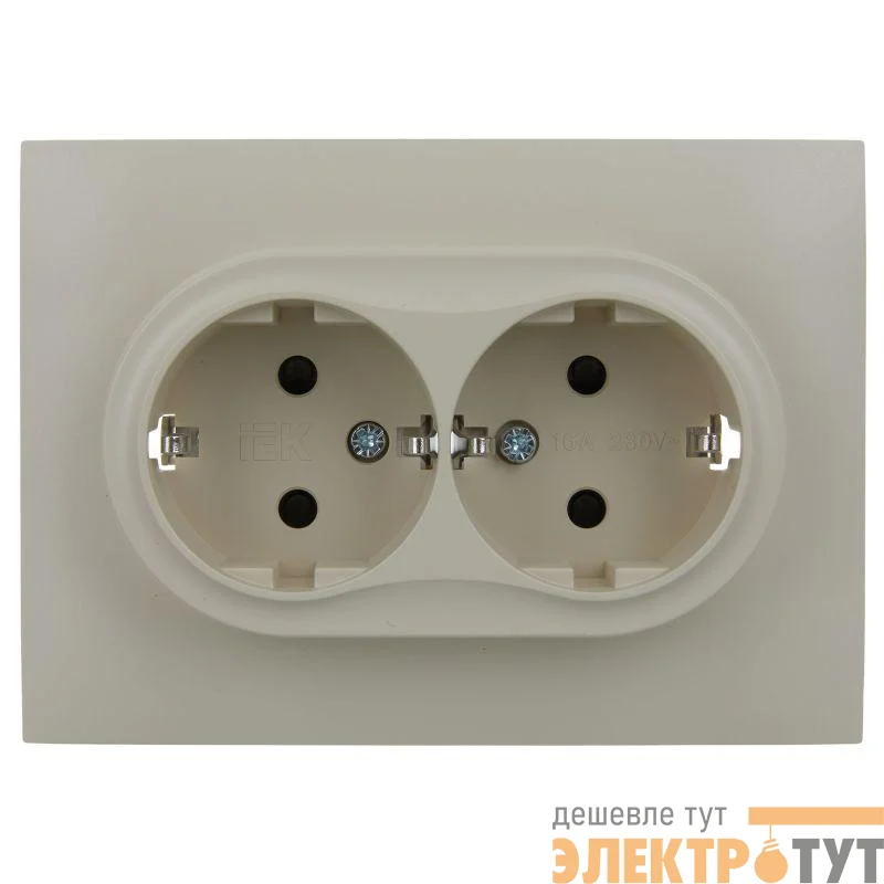 Розетка 2-м SKANDY 16А с заземл. защ. шторки в сборе SK-R07B беж. IEK SK-R24-16-K10-F