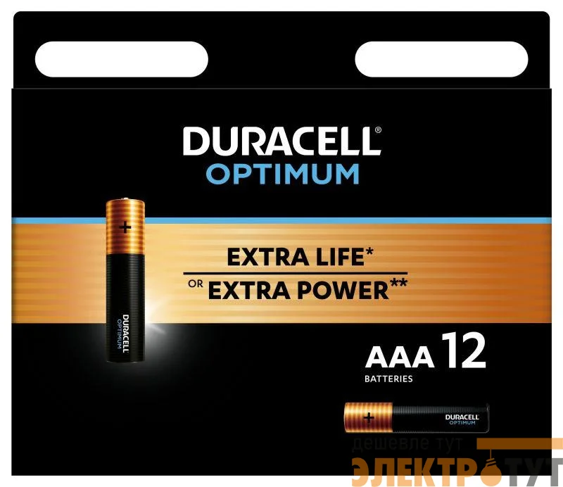Элемент питания алкалиновый ААА 1.5В LR03-12BL Optimum 5014074 (блист.12шт) Duracell Б0056029