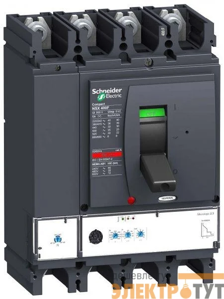 Выключатель автоматический 4п 4т 250А 36кА NSX400F Micrologic 2.3 SchE LV432683