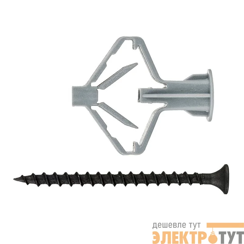 Дюбель для гипсокартона "бабочка" 10х50 с саморезом 4х60 (уп.4шт) Zitar 126703