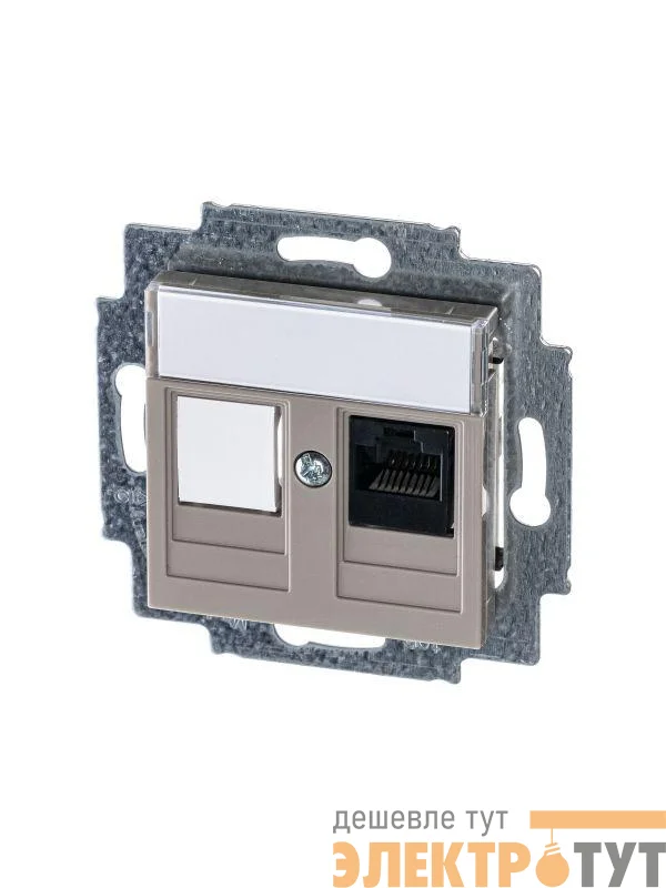 Розетка информационная Levit RJ45 кат. 5e и заглушка кофе макиато ABB 2CHH295117A6018