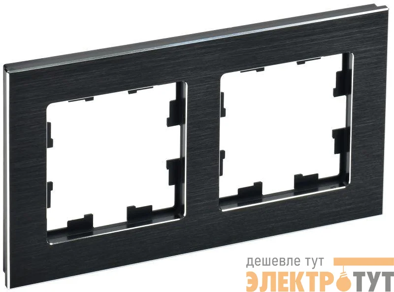 Рамка 2-м BRITE РУ-2-1-БрЧ металл черн. IEK BR-M22-M-K02