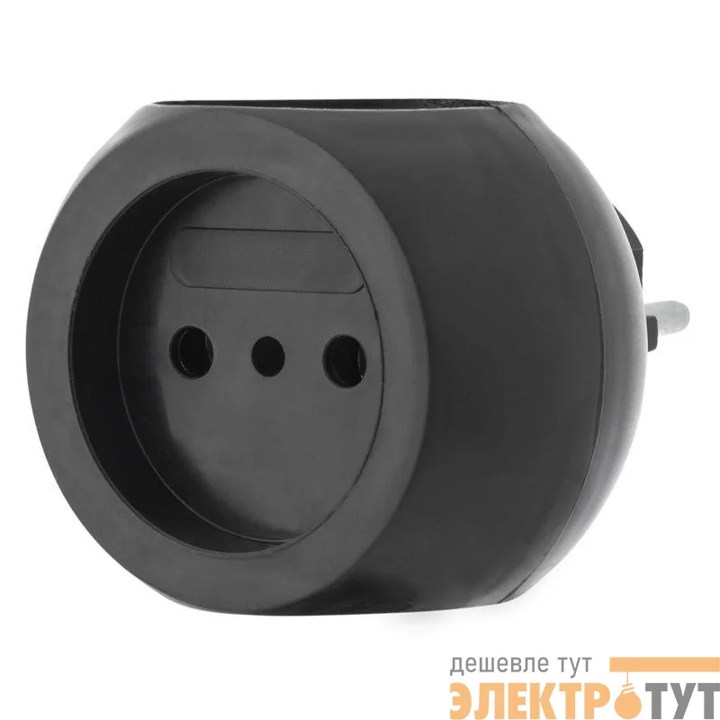 Разветвитель 3-м 6А IP20 Шар 220В черн. Rexant 11-1063-1