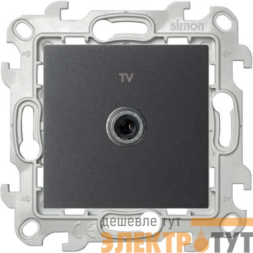 Розетка телевизионная одиночная TV СП Simon 24 IP20 механизм графит Simon 2450477-038
