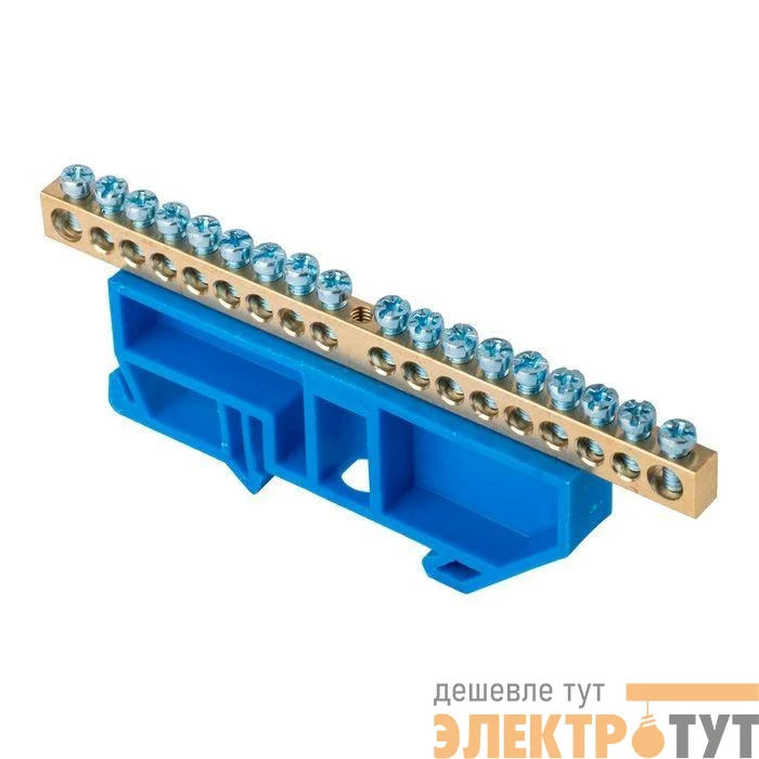 Шина нулевая N 6х9 18 отвер. латунь син. изолятор на DIN-рейку PROxima EKF sn0-63-18-d