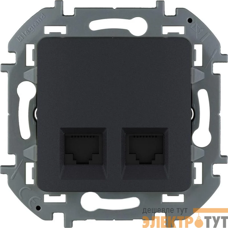 Розетка RJ45 2-м Inspiria CAT.6 UTP антрацит Leg 673843