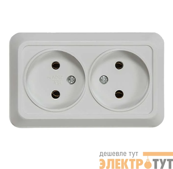 Розетка 2-м ОП Bolleto 7102 16А IP20 бел. ASD / IN HOME 4680005959822
