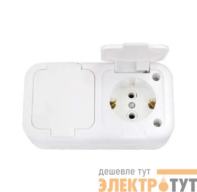 Розетка 2-м ОП с заземл. IP44 бел. БЕЛТИЗ РА10-213