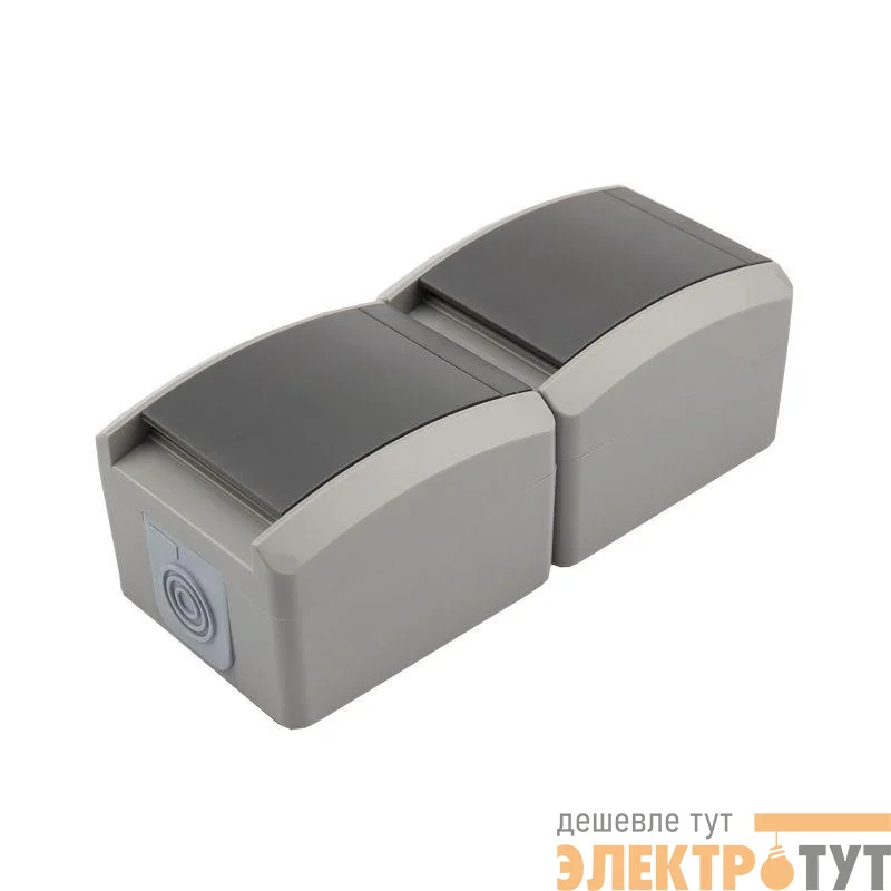 Блок ОП 2 розетки вертик. INDUSTRIAL с заземл. IP54 сер. Kranz KR-78-0615