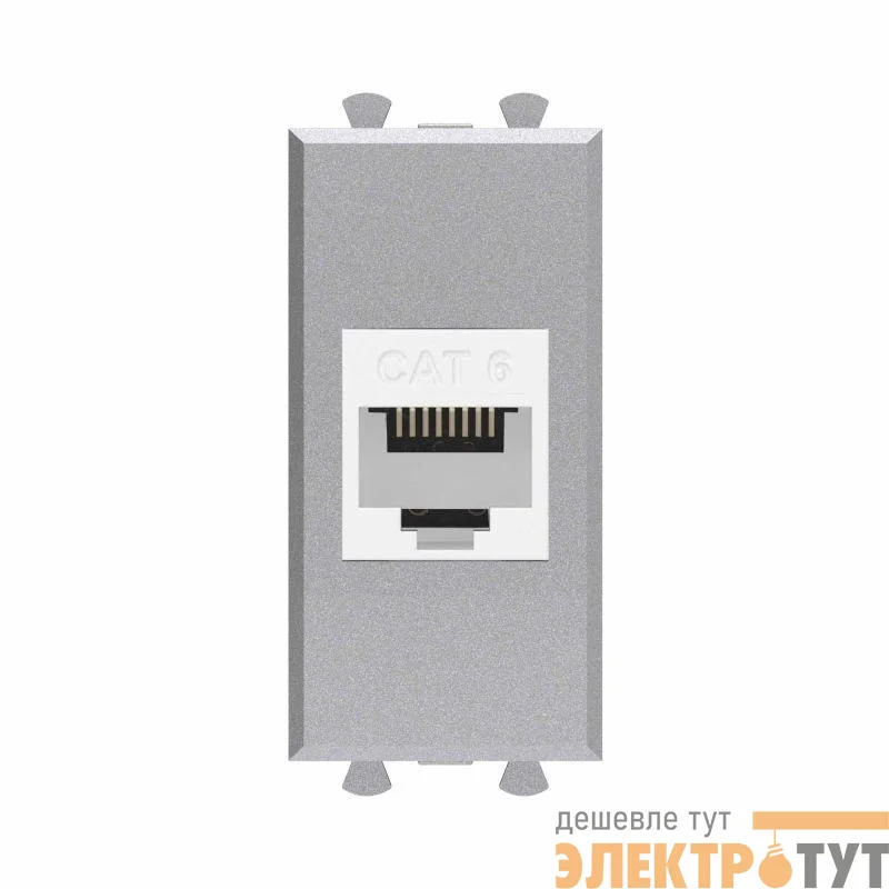 Розетка компьютерная 1мод. Avanti "Закаленная сталь" RJ45 кат.6 без шторок модульная механизм DKC 4404691