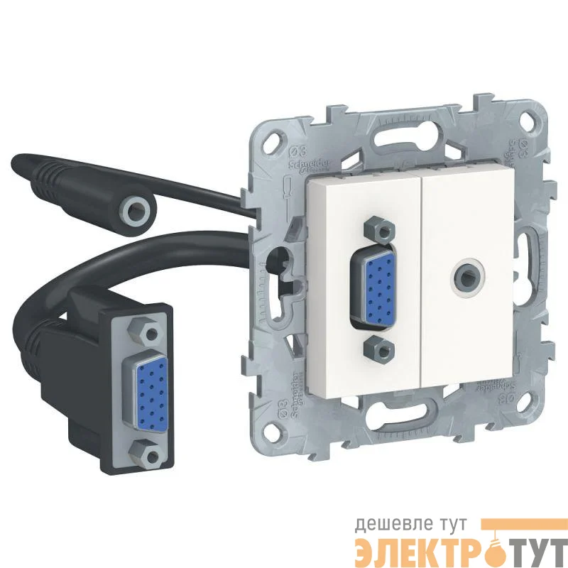 Механизм розетки UNICA NEW HD15 + Minijack бел. SchE NU593218