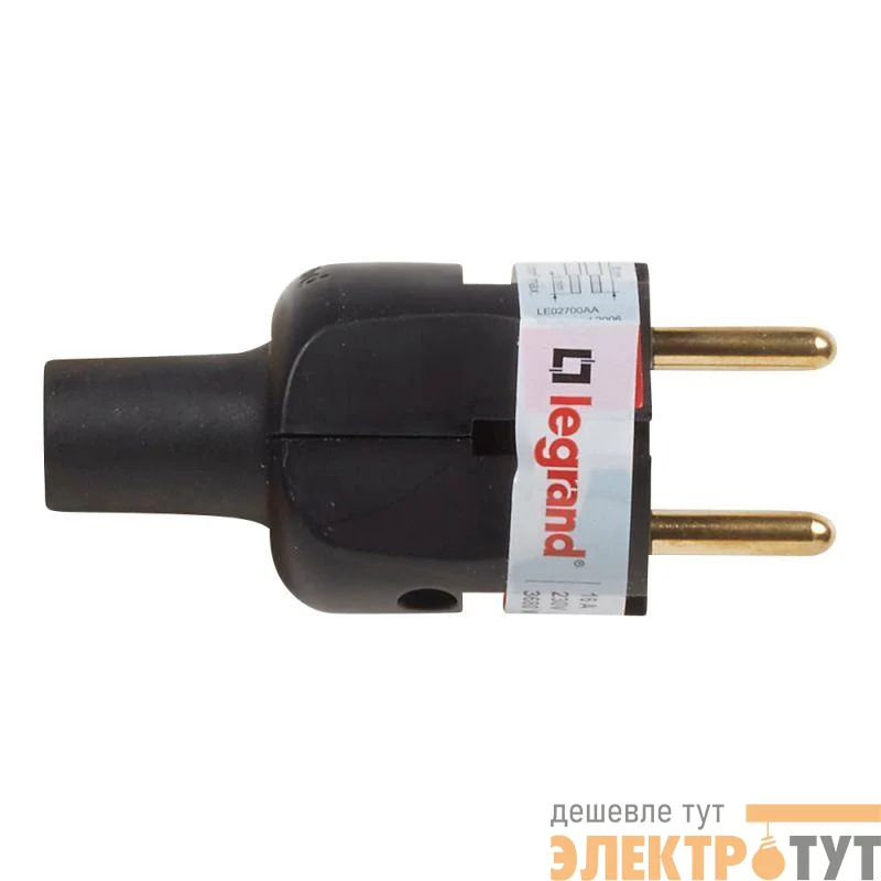 Вилка электрич. каб. Helium 16А 2K плоская черн. Leg 050181