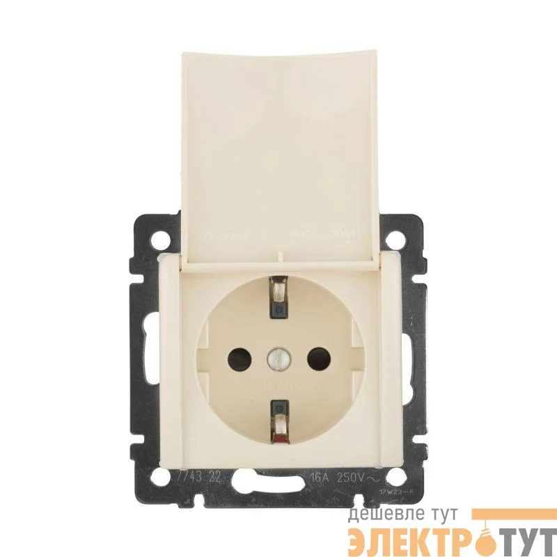 Розетка 1-м СП Valena 16А IP21 2P+E с заземл. защ. шторки с крышкой винты механизм сл. кость Leg 774322