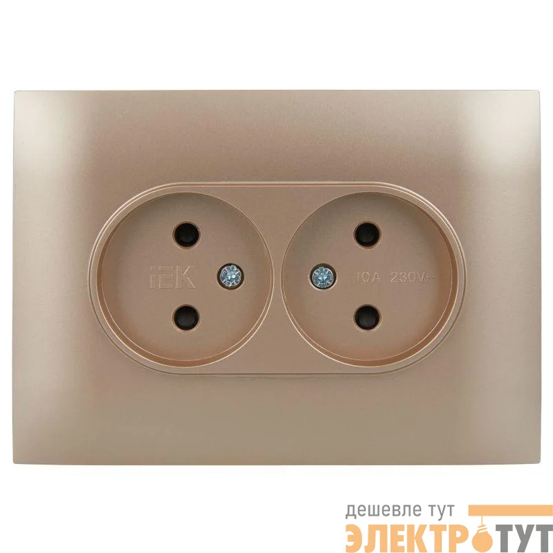 Розетка 2-м SKANDY 10А без заземл. защ. шторки в сборе SK-R09Sa песочн. IEK SK-R23-10-K98-F