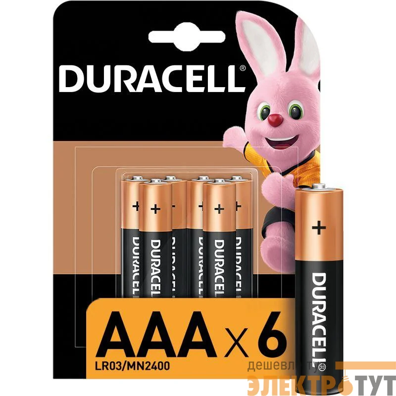 Элемент питания алкалиновый LR03-6BL BASIC (блист.6шт) Duracell Б0014858
