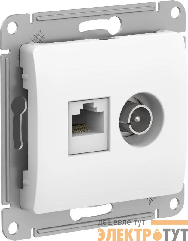 Розетка компьютерная + телевизионная 2-м Glossa RJ45 кат.5E + TV механизм бел. SE GSL000189