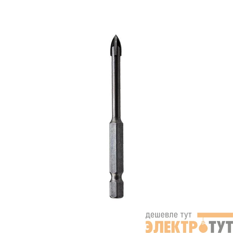 Сверло по стеклу и керамике 4мм 4 грани шестигранный хвостовик Kranz KR-91-0647