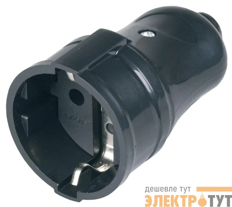 Розетка разборная РПп10-02-Ст 16А прямая с заземл. черн. IEK ERP10-16-01-K02