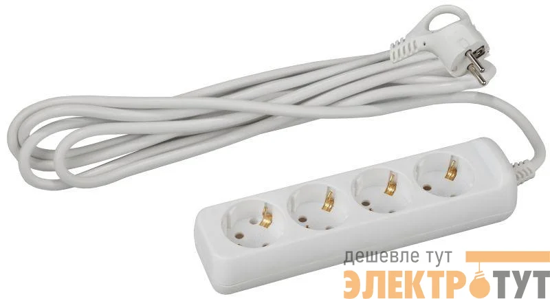 Удлинитель 4х5м с заземл. 10А IP20 UX-4e-5m ПВС 3х0.75 Эра Б0038580