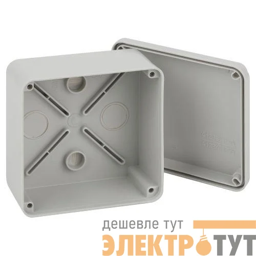 Коробка распаячная ОП 100х100х50мм приборная подъездная на винтах с гладкими стенками IP55 KORvp Эра Б0058942