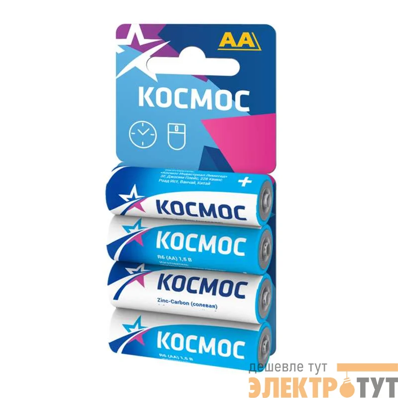 Элемент питания солевой R6 4хBL (блист.4шт) Космос KOCR64BL
