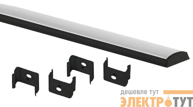 Комплект с гибким накладным анодированным профилем 1506GB 15х6.4мм 2м черн. CAB292 Эра Б0062767