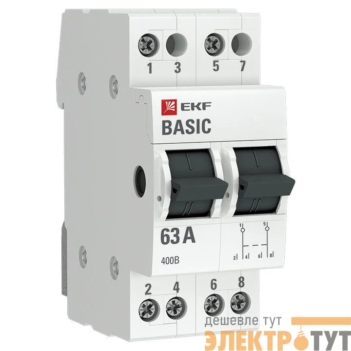 Переключатель трехпозиционный 2п 63А Basic EKF tps-2-63
