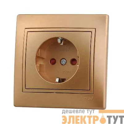 Розетка 1-м СП Мира защ. шторки с заземл. метал. зол. Lezard 701-1313-124