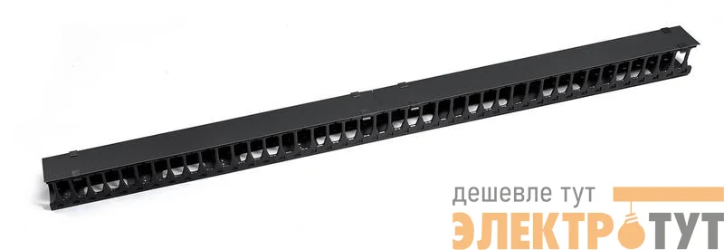 Органайзер-гребенка вертикальный кабельный в шкаф 42U VCM-PL-42U-BK пластиковый черн. (RAL 9004) Cabeus 11136c