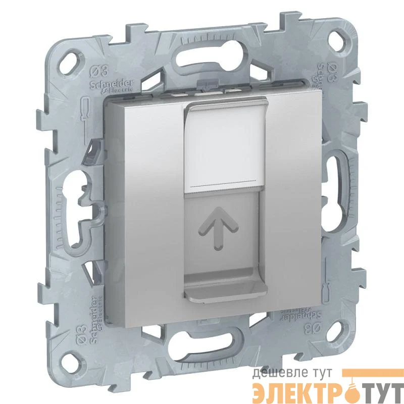 Механизм розетки компьютерная UNICA NEW RJ45 одиноч. кат.6 UTP алюм. SchE NU541530