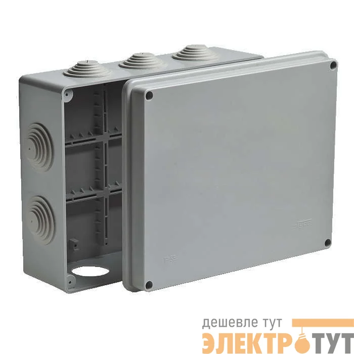 Коробка распределительная ОП 200х140х75мм 10 вводов IP55 сер. Ruvinil 67055