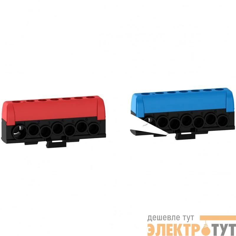 Шина P/N PRAGMA 1х35кв.мм И 6х16кв.мм винт. зажим красн./син. до 125А SchE R9H13411