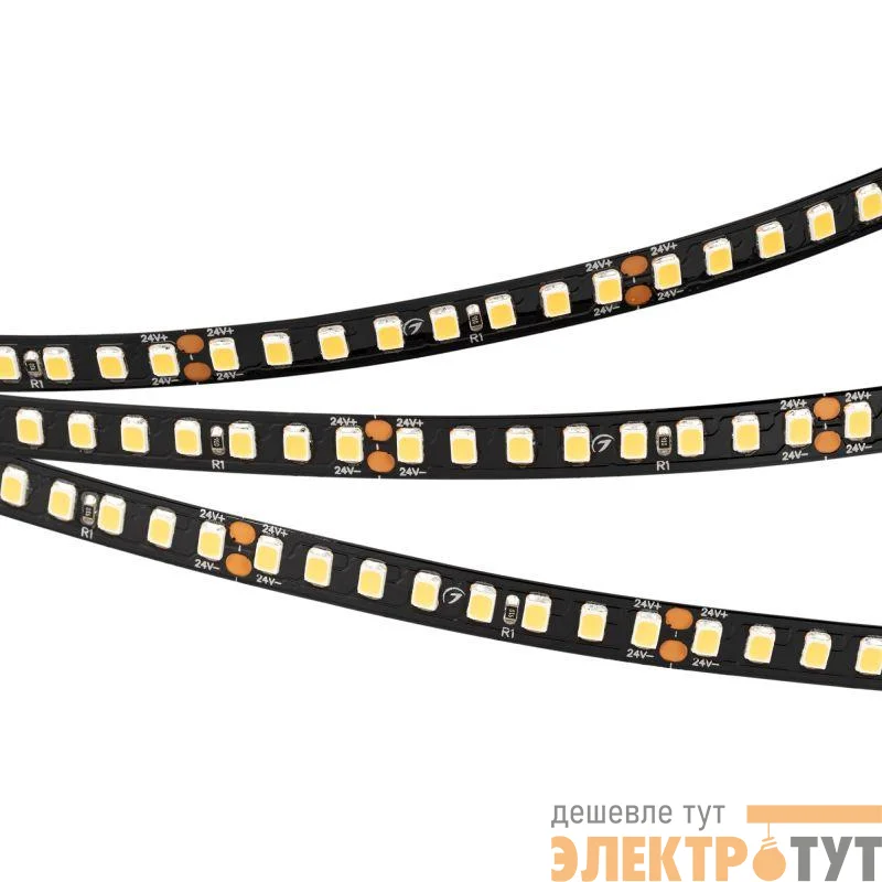 Лента светодиодная RT-A160-BLACK-8mm 24V Warm 3000К 12Вт/м IP20 2835 высок. эффект. 150лм/Вт (уп.5м) Arlight 029426(2)