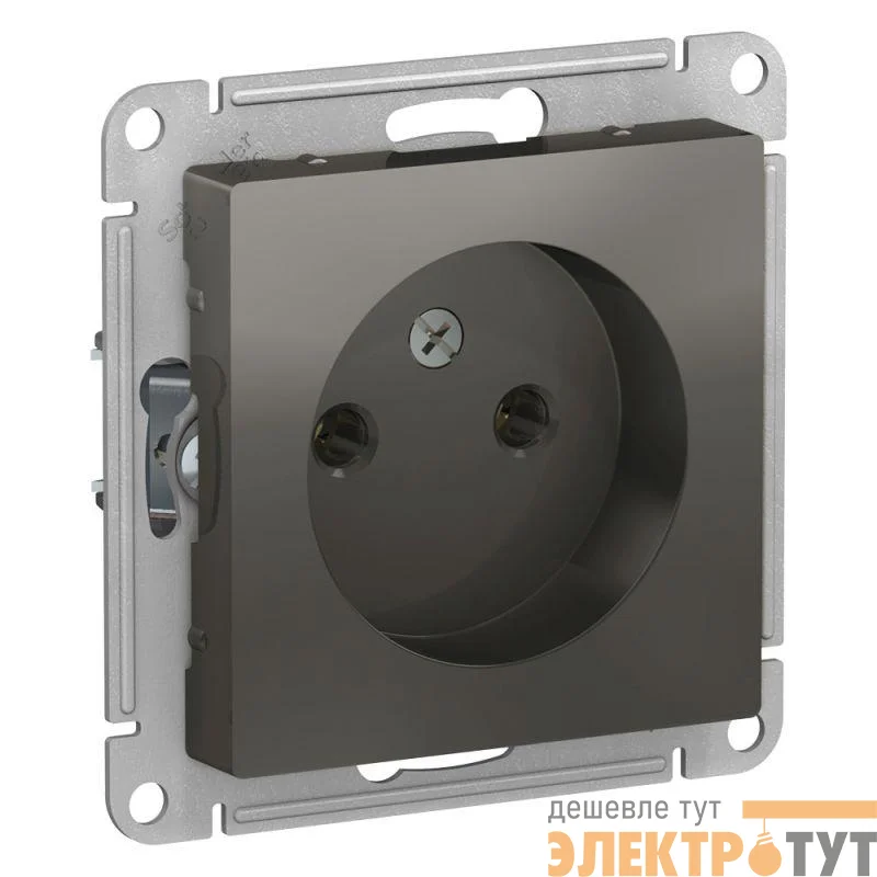 Розетка 1-м СП AtlasDesign 16А IP20 без заземл. без защ. шторок механизм сталь SE ATN000941